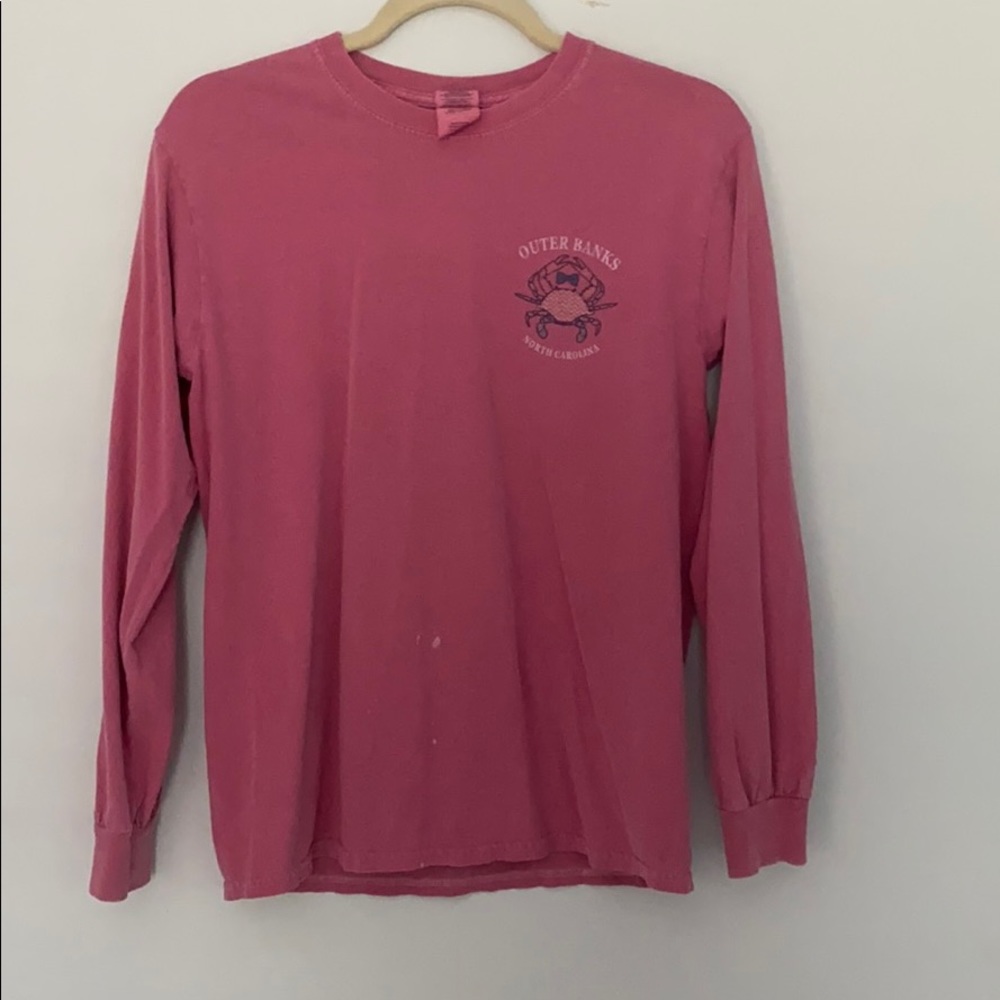 Distressed pink OBX long sleeve